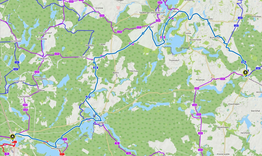 Route Fürstenberg nach Boitzenburg